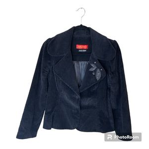 Ingwa Melero Bergdorf Goodman Vintage Black Corduroy Blazer Appliqué Size 10